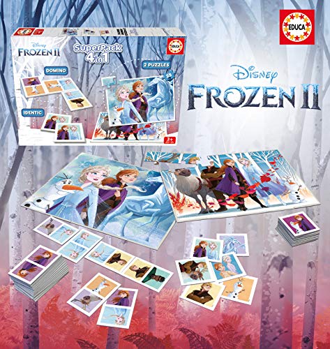Educa- Superpack Frozen 2 Pack de Domino, Identic y 2 Puzzles, Juego de Mesa, Multicolor (18378)