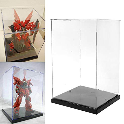 Elepure - Caja de cristal acrílico transparente para colección Lego Figuras de maqueta, gran expositor, caja de exhibición antipolvo con base para juguetes, minifiguras (21 x 21 x 42 cm)