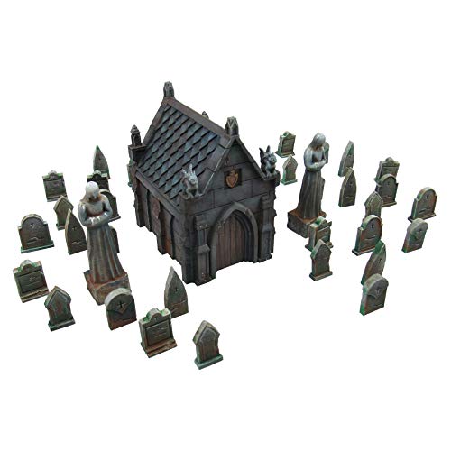 EnderToys Mausoleum Graveyard Scene, Terrain Scenery for Tabletop 28mm Miniatures Wargame, 3D Printed and Paintable