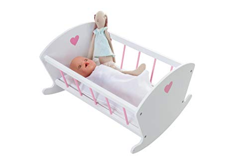 Engelhart - Muebles de Madera para muñecas bebé - Muebles y Accesorios a Juego - Cama, Trona, literas, Cuna, Cambiador, cómoda - Rosa y Blanco (Cuna)