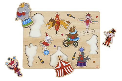 Engelhart- Puzzle Rompecabezas de Madera Botones , Juguetes didacticos, Juegos y Juguetes para pequegno ninos Edad: 2+. (El Circo)