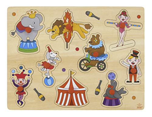 Engelhart- Puzzle Rompecabezas de Madera Botones , Juguetes didacticos, Juegos y Juguetes para pequegno ninos Edad: 2+. (El Circo)