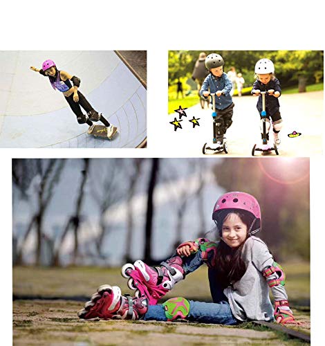 EODPOT Casco de Skate para niños, Casco de Bicicleta para niños de 3-13 años Casco Ajustable para niñas, Adecuado para Regalos para niños-Black-S