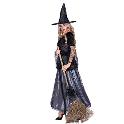 EraSpooky Disfraz de Bruja para Mujer Vestido de Fantasía Cosplay Traje de Fiesta de Halloween para Adulto
