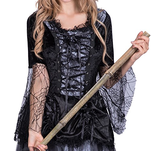 EraSpooky Disfraz de Bruja para Mujer Vestido de Fantasía Cosplay Traje de Fiesta de Halloween para Adulto