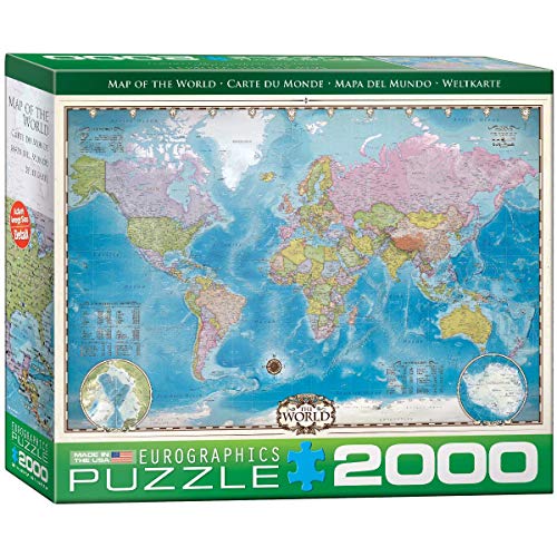 EuroGraphics Map of The World 2000pcs Puzzle - Rompecabezas (Puzzle Rompecabezas, Mapas, Niños y Adultos, Niño/niña, Interior, Caja)