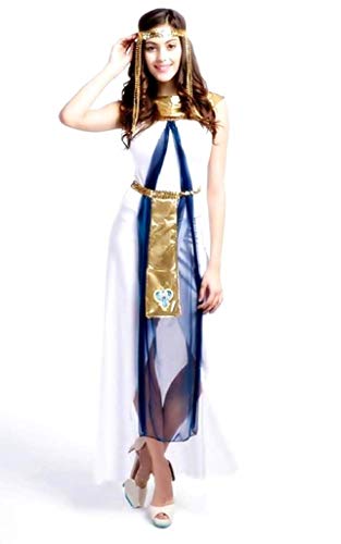 EVRYLON Disfraz Cleopatra Vestida Carnaval Sexy Egipcio Blanco Adultos Fiestas Talla m