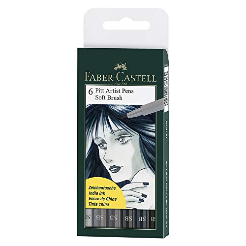 Faber-Castell Pitt - Cartera para bolígrafos, diseño de sepia, color 6 tonos de gris.