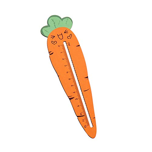 Fablcrew - Regla de madera plana Kawaii con forma de zanahoria, regla de escuela, suministros escolares para niños, 12 cm