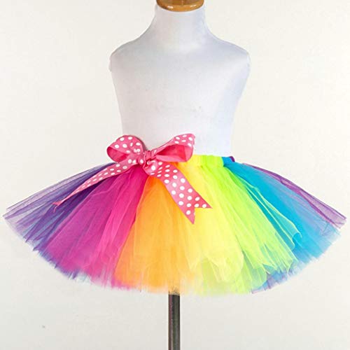 Falda del Tutu para Niña,SHOBDW Niños Tutu Tulle Fluffy Pettiskirt Regalos de Cumpleaños Fiesta Baile Niños Regalo de Cumpleaños Rainbow Rainbow Performance Mini Falda de Ballet(Multicolor,9T)