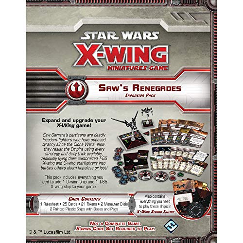 Fantasy Flight Games FFGSWX74 Saw's Renegades Expansion Pack: X-Wing Mini Game, Multicolor