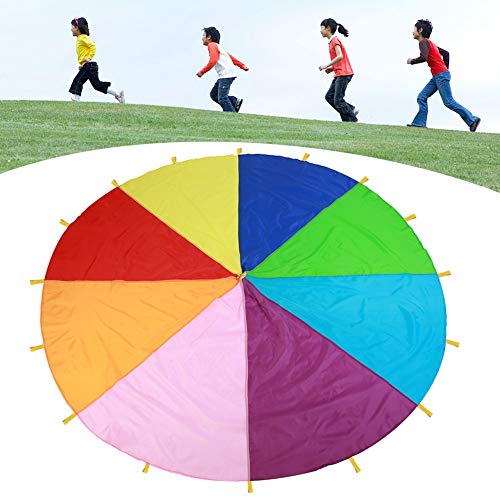 Fdit Los Niños juegan Arco Iris paracaídas para niños Juego AL Aire Libre Preescolar de Desarrollo paracaídas por la Diversión arcoíris de Juegos diámetro Set de Fiesta para niños