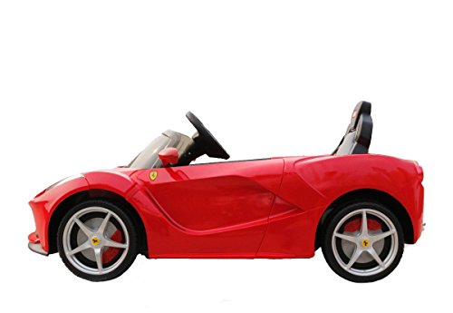 Ferrari RUNRUNTOYS-Coche Eléctrico 12V Licenciado para Niños de +3 Años con Asiento de Piel y Puertas Abatibles, Color Rojo (Herrajes Multimec 4004)