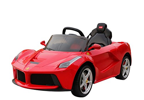 Ferrari RUNRUNTOYS-Coche Eléctrico 12V Licenciado para Niños de +3 Años con Asiento de Piel y Puertas Abatibles, Color Rojo (Herrajes Multimec 4004)