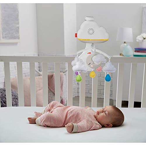 Fisher-Price Móvil Nubes y Lunas, juguete de cuna proyector para bebé recién nacido (Mattel GRP99)
