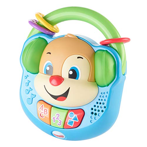Fisher-Price - Perrito musical de paseo de Ríe y Aprende, radio de juguete para bebé +6 meses (Mattel FPV08)