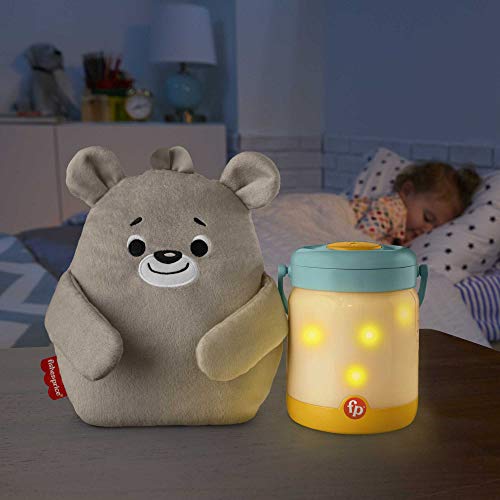 Fisher-Price Sensimals Osito peluche de cuna con proyector para bebé con música, luces y sonidos luciérnagas relajantes para la hora de dormir (Mattel GRR00)