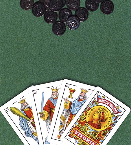 Fournier- Dominó (F06562) + Nº 1-40 Cartas Set de baraja Española y tapete con Reglamento de Mus y Tute, Multicolor (F36790) , Color/Modelo Surtido