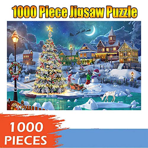 FUU 1000 Piezas Navidad Puzzles Papá Noel Juguetes Grande Educativos para Niños Y Adultos Puzzle De Vívidos Colores Láminas Impresión, Ideal para La Colección De Juegos Familiares