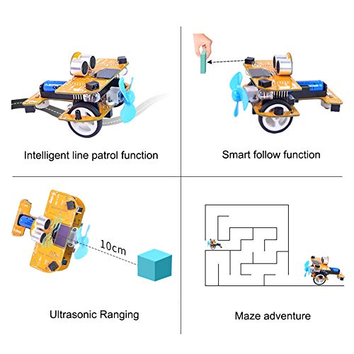 FXQIN RC Robot Coche Inteligente Kit Compatible con Arduino Stem Kits Juguetes para Niños y Adultos Smart Robot Car Robótico Programable con Módulo de Seguimiento de Línea, WiFi Módulo
