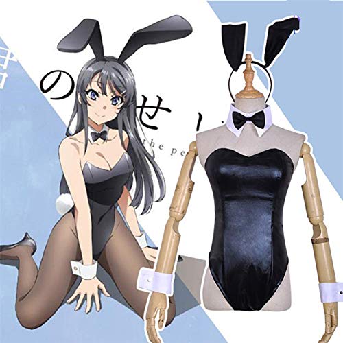 GGOODD Seishun Buta Yarou WA Sakurajima MAI Cosplay Costume Senpai No Yume Wo Minai Halloween Bar Fiesta Sexy Conejita Vestirse Mono,Negro,XXL