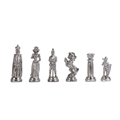GiftHome Juego de ajedrez de metal del ejército británico medieval para adultos, piezas hechas a mano y diseño de mármol, tablero de ajedrez de madera King 3.5 inc