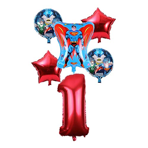 Globo 6 unids 32 Pulgadas Número Batman Superman Aluminio Globos Baby Shower Girl Boy Boy Precioso Juguetes Feliz Cumpleaños (Color : 2)