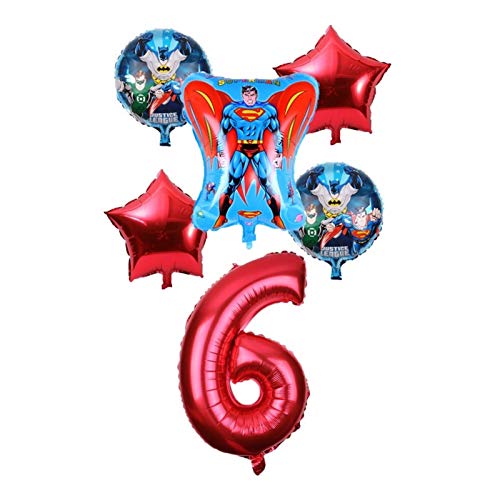 Globo 6 unids 32 Pulgadas Número Batman Superman Aluminio Globos Baby Shower Girl Boy Boy Precioso Juguetes Feliz Cumpleaños (Color : 2)