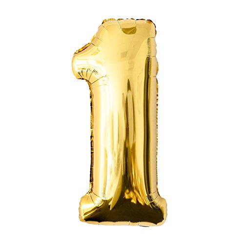 Globo de lámina 1 dorado Número enorme 100 cm rellenable con helio o aero fiesta de cumpleaños