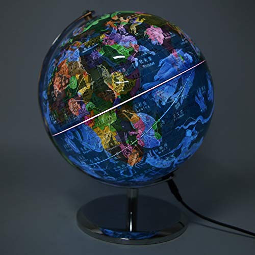 Globo del mundo con constelaciones iluminadas, globo iluminado de 20 cm Globo del mundo Suministros de enseñanza del globo geográfico Decoración de escritorio Juguete educativo con luz LED(Globos)