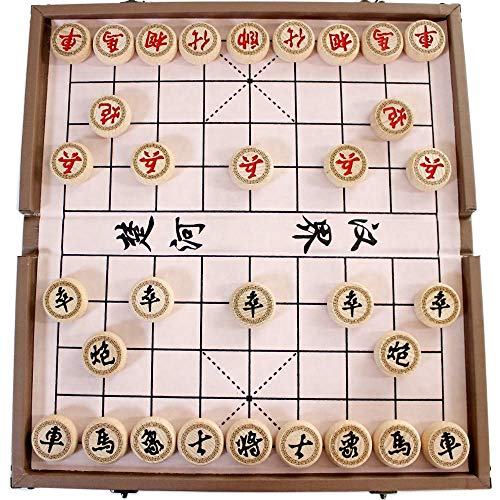 Gobus Juego de ajedrez Chino en una Caja Plegable Juegos de Viaje Juegos de Xiangqi Juegos de Mesa fantásticos para Principiantes y Jugadores de ajedrez (Color de la Caja de Cuero al Azar)