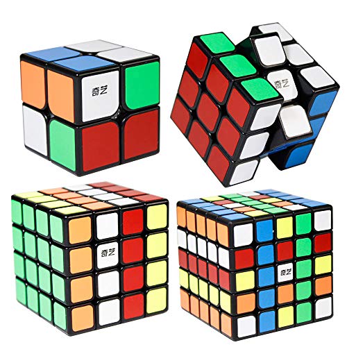 Gobus Speed Cube Bundle de 2x2 3x3 4x4 5x5 Cubo mágico Puzzle Cubos Set Colección Set de Regalo (Negro Black)