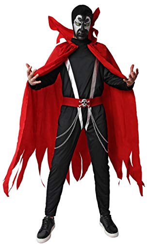 Gojoy shop- Disfraz de Hellspawn para Hombres Halloween Carnaval (Contiene Mono, Capa, Cinturón con Cadenas y Máscara, Talla Unica)