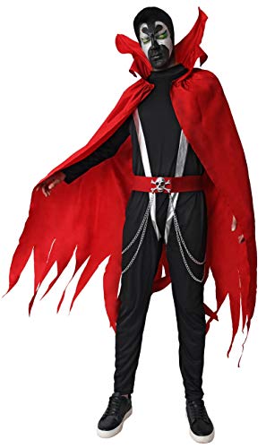 Gojoy shop- Disfraz de Hellspawn para Hombres Halloween Carnaval (Contiene Mono, Capa, Cinturón con Cadenas y Máscara, Talla Unica)