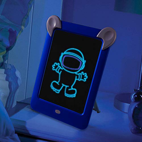 GOLDGE Tablero de Dibujo 3D Mágico, Pizarra Magnética Conjunto con Luces LED Educativo Infantil Dibujo, con Bolsas de Terciopelo, Azul