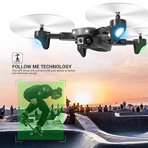 GoolRC CSJ S166GPS Drone con cámara 1080P Sígueme Regreso automático a casa WiFi FPV Fotos en Video en Vivo RC Quadcopter para Adultos con 3 baterías