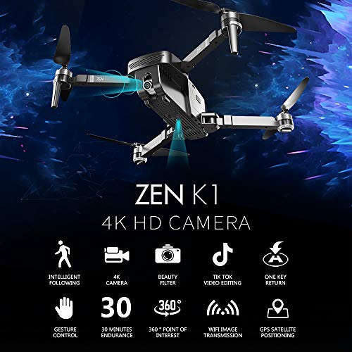Goolsky VISUO Zen K1 Drone 4K GPS sin Escobillas con Cámara Dual 120 ° Gran Angular 5G WiFi Filtro de Belleza Optiacal Flow Figura Seguir RC Quadcopter con Bolsa Portátil (3 Batería)