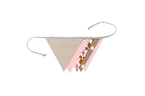 Guirnalda de banderines de ULLENBOOM ® con beige ardilla (guirnalda de tela: 1,90 m; 5 banderines; decoración para la habitación de los niños; fiestas de bienvenida para bebés)