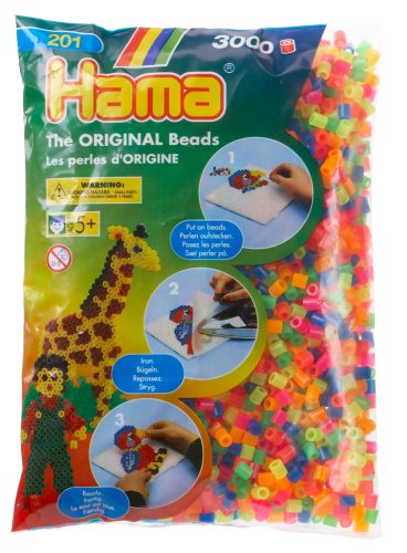 Hama 201-51 - Paquete de 3000 Cuentas de Colores Fluorescentes