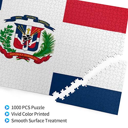 Hangdachang Bandera de República Dominicana - Rompecabezas de Gran Formato de 1000 Piezas para Adultos - Cada Pieza es única