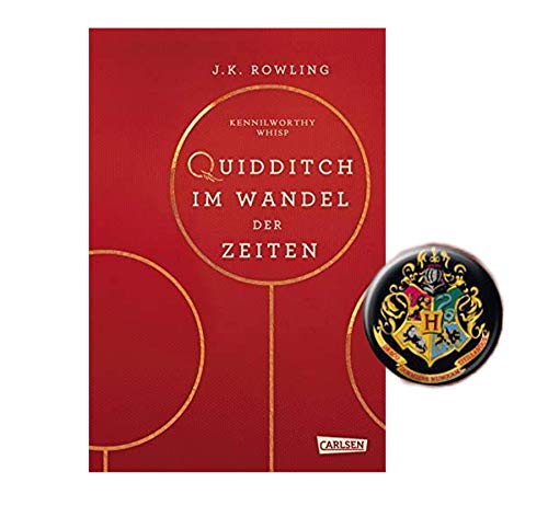 Harry Potter Hogwarts - Libro escolar con texto en alemán "Quidditch im wandel der Zeiten" (juego de tapa dura) + 1 botón