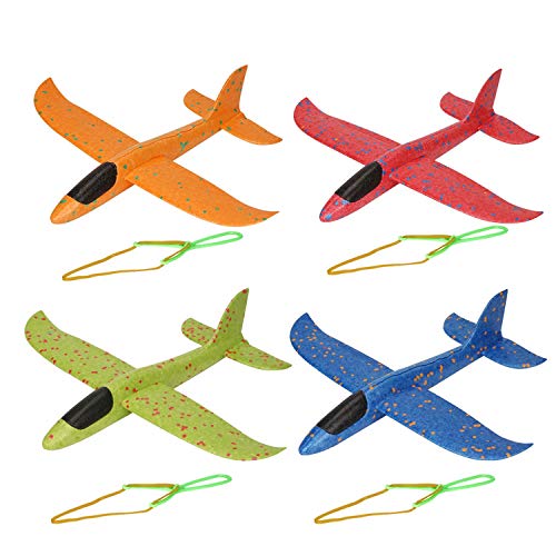 Herefun Planos de Espuma, 4 Pcs Avión Planeador, Planeadores de Espuma, Modelo de Avion Deportes al Aire Libre Volar Juguete, Favores de la Fiesta (A)