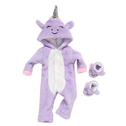 HiHivia Muñeca Baby Ropa Reborn Dolls Pijamas Unicornio Mono y Zapatos Ropa Cálida de Invierno Muñecas Accesorios para Niñas Niños, Se Adapta Muñecas de 43 cm / Muñeca de 18 Pulgadas