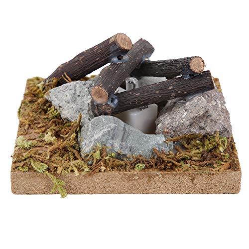 Hoguera de casa de muñecas, mini hoguera de casa de muñecas modelo miniatura escena de jardín simulación de fogata modelo de picnic accesorios de adorno de juguete(Bonfire)