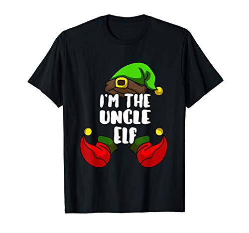Hombre Uncle Elf Divertido Grupo Navidad Tío Disfraz Camiseta