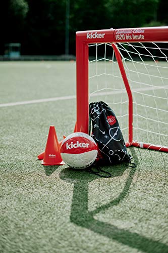 Hudora Fußballtor Expert 120 Edition | Garten Fußball-Tor aus Stahl im exklusiven Kicker Design Portería de fútbol Acero con diseño Exclusivo de futbolín, Rojo