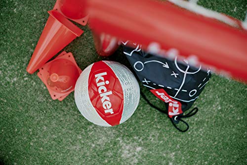 Hudora Fußballtor Expert 120 Edition | Garten Fußball-Tor aus Stahl im exklusiven Kicker Design Portería de fútbol Acero con diseño Exclusivo de futbolín, Rojo