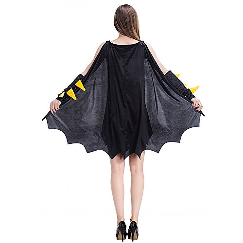 HUIO Halloween Vestido de la Mujer Black Bat Warrior Suit Anime Game Uniform Set Halloween Factory Outlet Party Pack Cosplay Ropa Cosplay Ropa para el Traje Cosplay