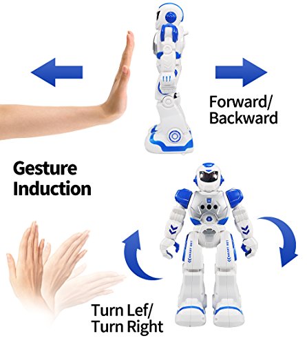 HUSAN Infantil Robot de Control Remoto niños, Robot de Baile Inteligente con Juguetes Control infrarrojo,programable,Ojos LED, Canto Caminando Regalo,Kit de Robot(Azul)
