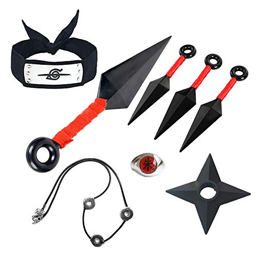 I3C - Juguetes de Naruto, Diadema de ninja, arma, Konoha, aldea de la hoja, ninja, 8 juguetes de plástico